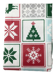 Holiday Time Christmas Patchwork Vinyl Tablecloth, Table Cloth 70 Round