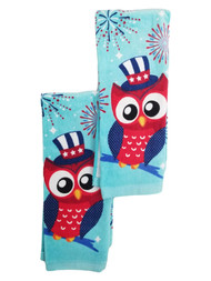 Americana Red White & Blue Owl Kitchen Towel, Set of 2 Dish Towels
