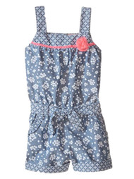 Little Lass Infant & Toddler Girls Denim Floral Romper Outfit 24 Months