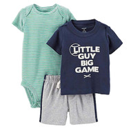 Carter's Infant Boys 3 Piece Big Game Baseball T-Shirt Shorts & Bodysuit NB