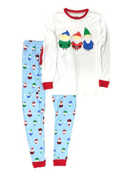 Mens Blue Gnome Santa & Elf Christmas Holiday Pajamas Joggers Sleep Set