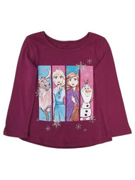 Disney Frozen Toddler Girls Magenta Pink Elsa Anna Olaf T-Shirt Tee Shirt