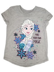 Disney Frozen Girls Gray Short Sleeve Elsa Make Your Own Magic T-Shirt Shirt
