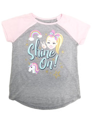 Jojo Siwa Girls Gray Short Sleeve Shine On Unicorn T-Shirt Tee Shirt