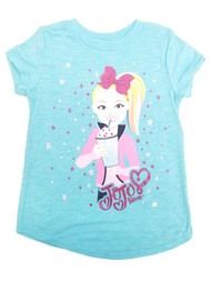 Jojo Siwa Girls Short Sleeve Blue Milkshake & Bow T-Shirt Tee Shirt