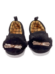 Infant Girls Black & Gold Heart Kitty Cat Mary Jane Casual Shoes