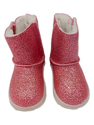 Toddler Girls Pink Glitter Faux Fur Boots Easy On/Off Baby Shoes