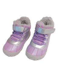 Toddler Girls Gray & Purple Faux Fur Trimmed Boots Baby Shoes