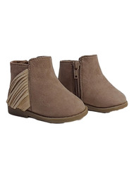Toddler Girls Taupe Suede Glitter Side Fringe Boots Baby Shoes