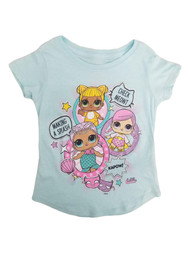 LOL Surprise Girls Blue Sparkle Short Sleeve T-Shirt Tee Shirt