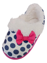 Toddler & Girls Polka Dot House Shoes Pink Bow Loafers Slippers