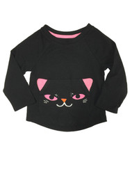 Infant Toddler Girls Black Cat Halloween Long Sleeve Shirt With Front Pocket