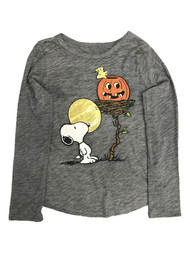 Peanuts Girls Long Sleeve Gray Snoopy Dog Pumpkin Halloween T-Shirt Tee Shirt 6
