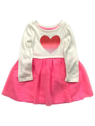 Infant & Toddler Girls Pink Sparkle Tulle Heart Dress Valentines Day Outfit