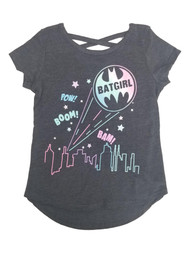 Batgirl Girls Gray Pow Boom Bam Short Sleeve T-Shirt Tee Shirt