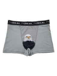 Faux Real Mens Gray Bald Eagle Underwear Boxer Briefs