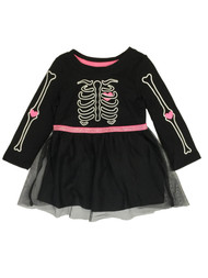 Infant & Toddler Girls Black Pink Skeleton Glow In The Dark Halloween Dress