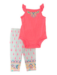 Carters Infant Girls Geometric Tank Top Bodysuit & White Leggings 6M