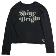 Girls Black Shine Bright Diamond Heart Long Sleeve Cotton Tee Shirt Small (6-6X)