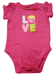 Infant Baby Girls Pink Strawberry Love Short Sleeve Cotton Romper Bodysuit