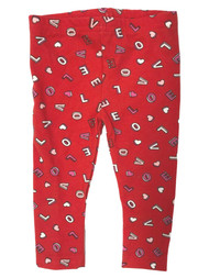 Infant & Toddler Girls Red Love Heart Leggings Valentines Day Stretch Pants