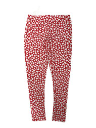 Girls Red & White Heart Love Leggings Valentines Day Knit Stretch Pants