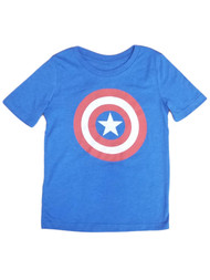 Captain America Boys Blue Shield Short Sleeve T-Shirt Tee Shirt