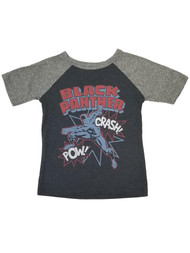 Black Panther Boys 2 Tone Gray Short Sleeve Crash Pow T-Shirt Tee Shirt