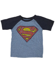 Superman Boys 2 Tone Blue Short Sleeve Super Man T-Shirt Tee Shirt