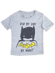 Toddler Boys Gray Kids By Day Batman By Night T-Shirt Superhero Tee Shirt