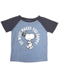 Snoopy Toddler Boys Blue Do What Makes You Happy T-Shirt Puppy Dog Tee Shirt