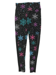 Junior Womens Colorful Black Snowflake Christmas Holiday Leggings