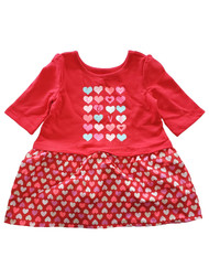 Infant & Toddler Girls Red Glitter Heart Love Print Long Sleeve Dress