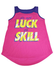 Xersion Girls Hot Pink It's Not Luck It's Skill Racerback Tank Top Shirt