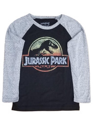 Jurassic Park Boys Black & Gray Long Sleeve Dinosaur T-Rex T-Shirt Tee Shirt