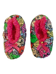 Toddler & Girls Shopkins Pink Bow Fuzzy Gripper Sock Slipper