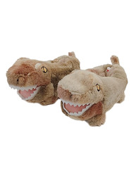 Toddler & Boys Tan Plush Dino Slippers Carnotaurus House Shoes