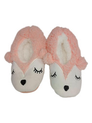 Toddler & Girls Orange Fuzzy Critter Gripper Sock Slipper House Shoes M-L 13-4