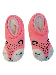 Toddler & Girls Orange Critter Fuzzy Gripper Sock Slipper House Shoes