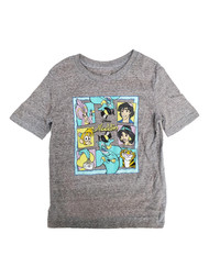 Disney Aladdin Boys Gray Short Sleeve Jasmine & Abu Tee Shirt T-Shirt
