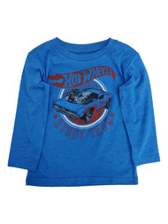 Hot Wheels Boys Blue Long Sleeve Stunt Team Hot Rod Car T-Shirt Tee Shirt