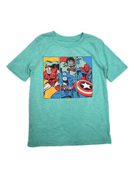 Marvel Comics Boys Green Short Sleeve Captain America Hulk Tee Shirt T-Shirt