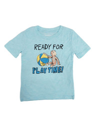 Curious George Toddler Boys Short Blue Ready For Play Time Monkey Tee Shirt