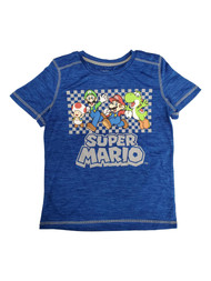 Super Mario Boys Blue Short Sleeve Luigi Yoshi Tee Shirt T-Shirt
