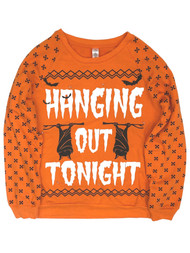Womens Hanging Out Tonight Light Up Bat Halloween Sweatshirt Sweat Shirt