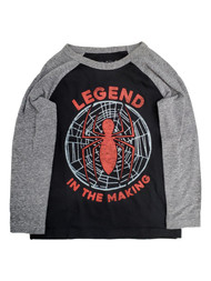 Spider-Man Boys Black & Gray Long Sleeve Legend In The Making Tee Shirt