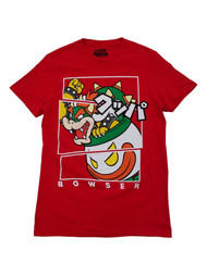 Super Mario Mens Red Bowser Clown Copter Graphic Tee Short Sleeve T-Shirt