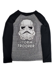Star Wars Boys Gray & Black Long Sleeve Storm Trooper Tee Shirt T-Shirt