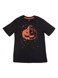 Boys Black Mirrored Scary Pumpkin Face T-Shirt Halloween Tee Shirt