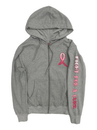 Womens Gray Believe Hoodie Sweatshirt Fight For A Breast Cancer Cure